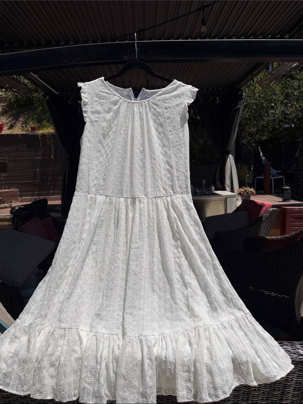 Calvin Klein White Embroidered Eyelet Midi Dress – Size 8